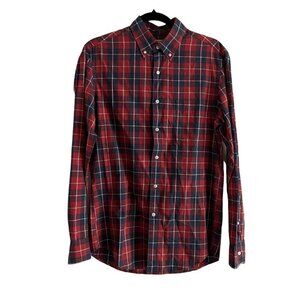 J. Crew Mens SZ S Red/Blue/White Plaid Long Sleeve Button Up Classic Fit Shirt